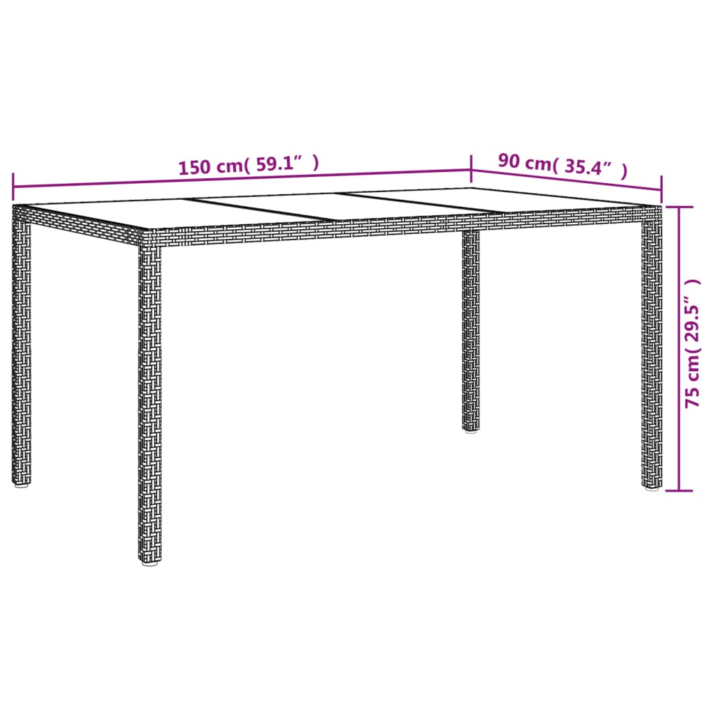 7-tlg. Garten-Essgruppe mit Kissen Grau Poly Rattan