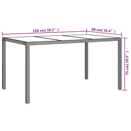 7-tlg. Garten-Essgruppe mit Kissen Grau Poly Rattan