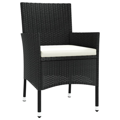 3-tlg. Garten-Bistro-Set mit Kissen Schwarz Poly Rattan