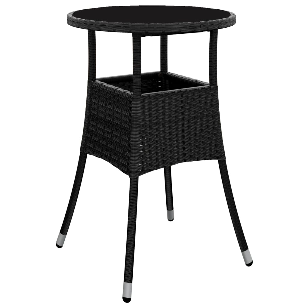 5-tlg. Garten-Bistro-Set mit Kissen Schwarz Poly Rattan