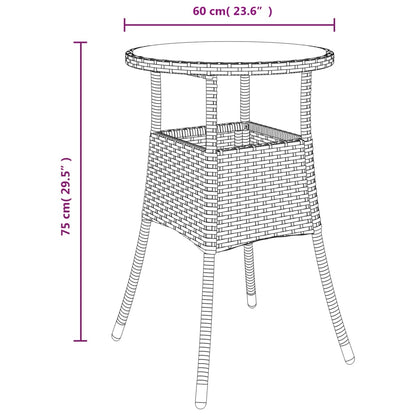 3-tlg. Garten-Bistro-Set mit Kissen Grau Poly Rattan