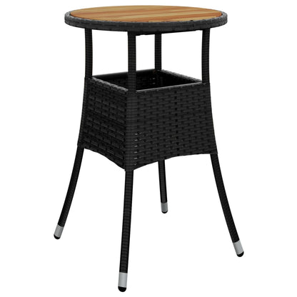 3-tlg. Garten-Bistro-Set mit Kissen Schwarz Poly Rattan