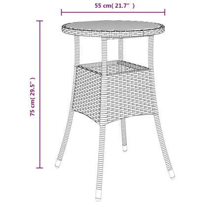 3-tlg. Garten-Bistro-Set mit Kissen Grau Poly Rattan