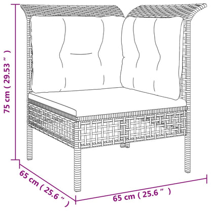 3-tlg. Garten-Lounge-Set mit Kissen Grau Poly Rattan