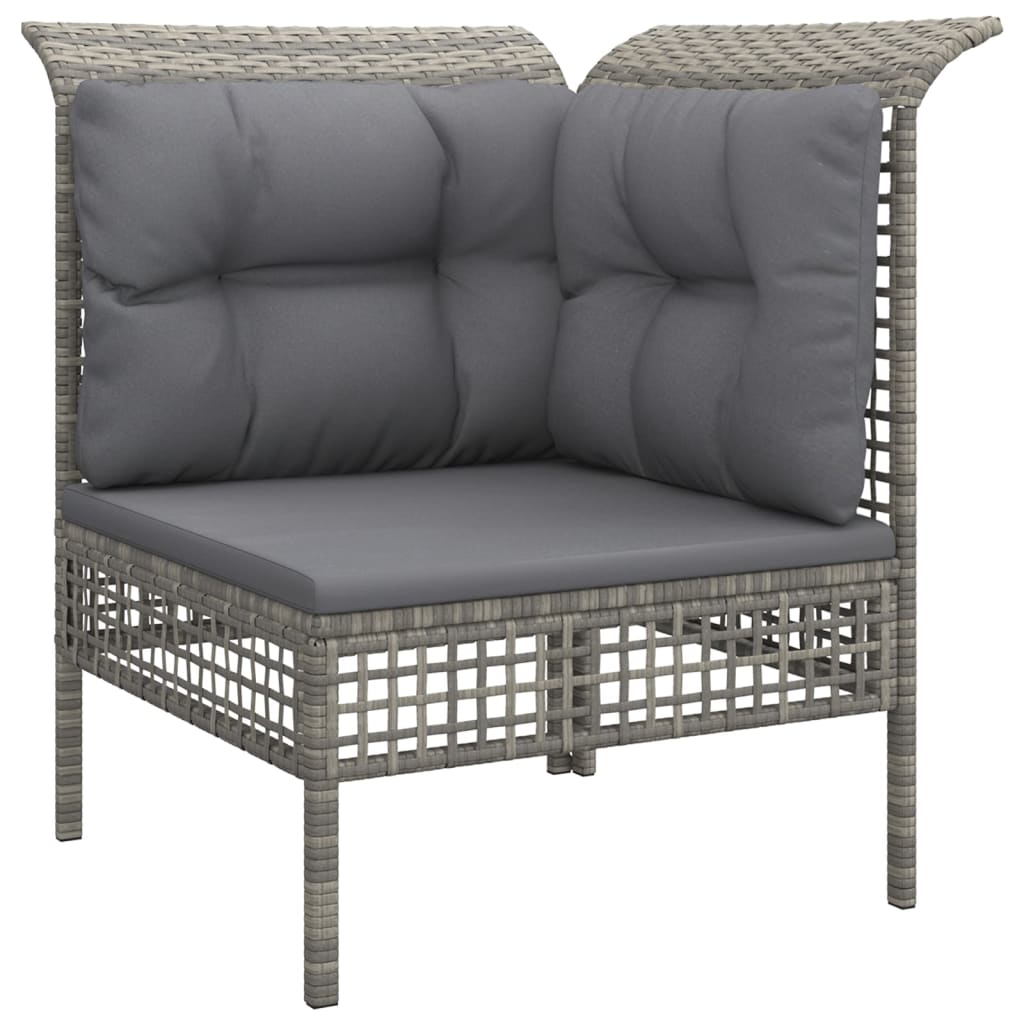 12-tlg. Garten-Lounge-Set mit Kissen Grau Poly Rattan