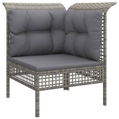 5-tlg. Garten-Lounge-Set mit Kissen Grau Poly Rattan