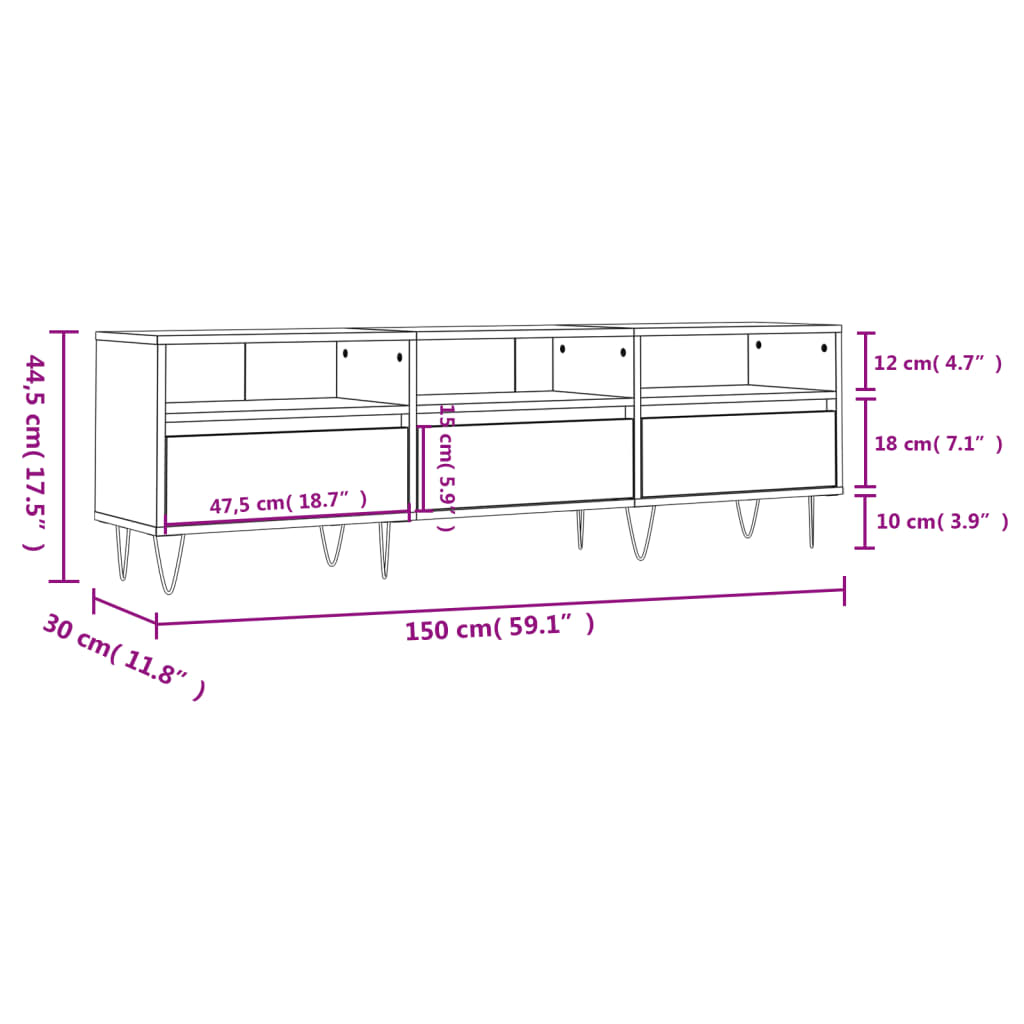 TV-Schrank Räuchereiche 150x30x44,5 cm Holzwerkstoff