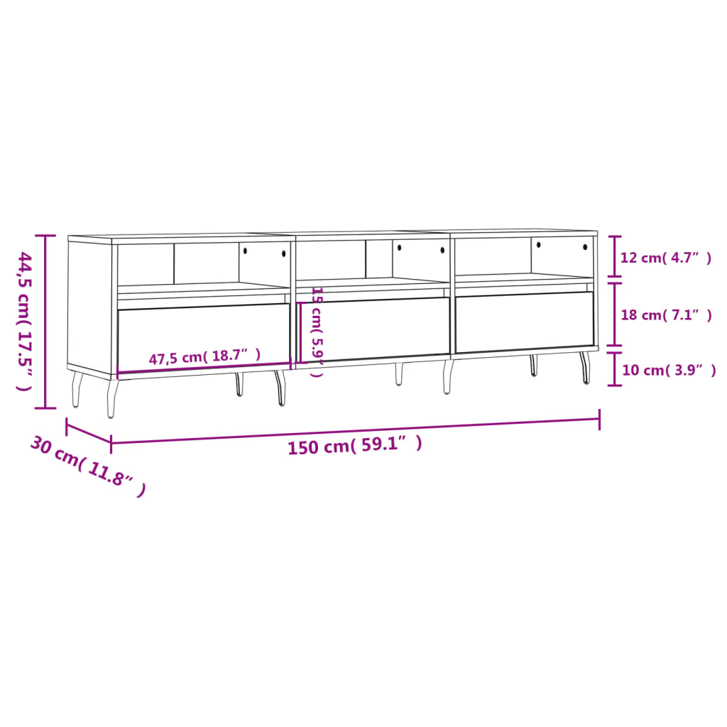 TV-Schrank Räuchereiche 150x30x44,5 cm Holzwerkstoff