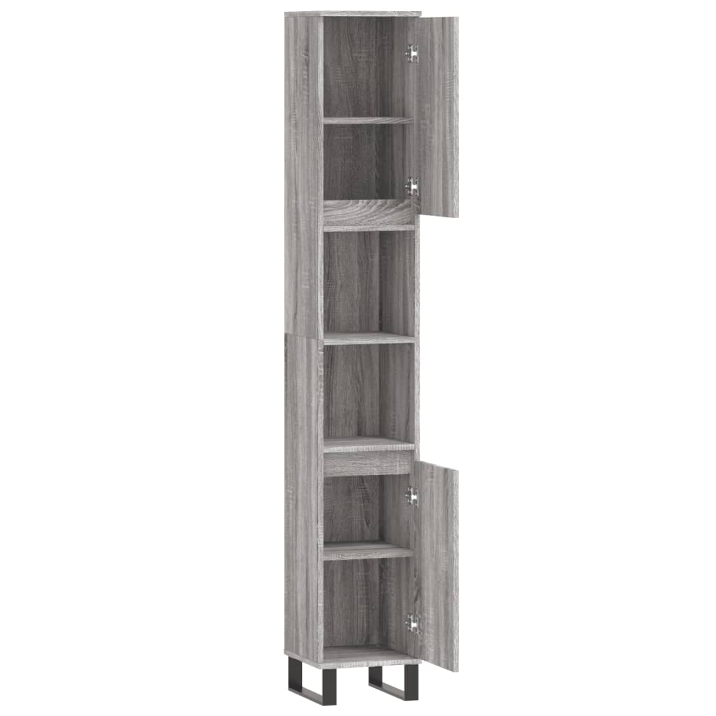 Badschrank Grau Sonoma 30x30x190 cm Holzwerkstoff