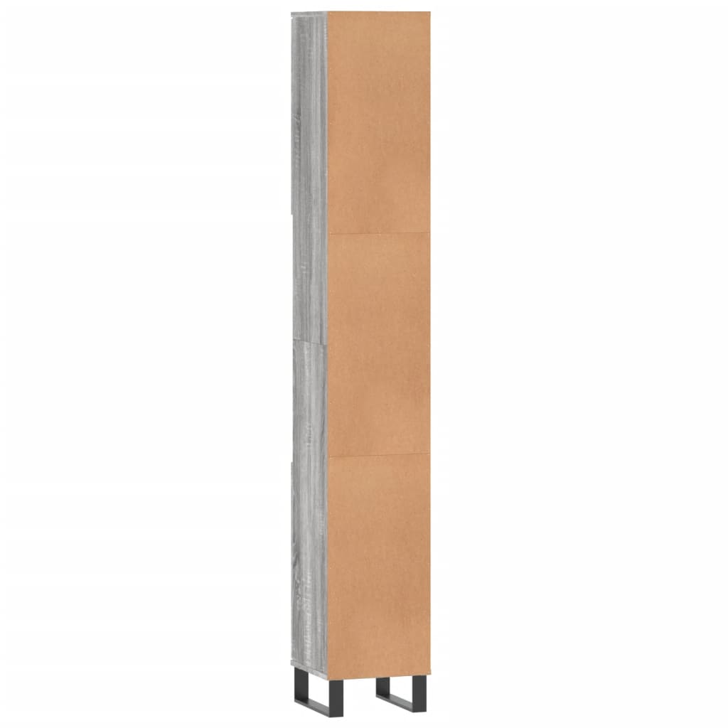 Badschrank Grau Sonoma 30x30x190 cm Holzwerkstoff