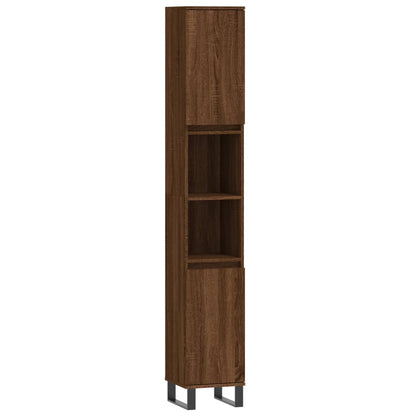 Badschrank Braun Eichen-Optik 30x30x190 cm Holzwerkstoff