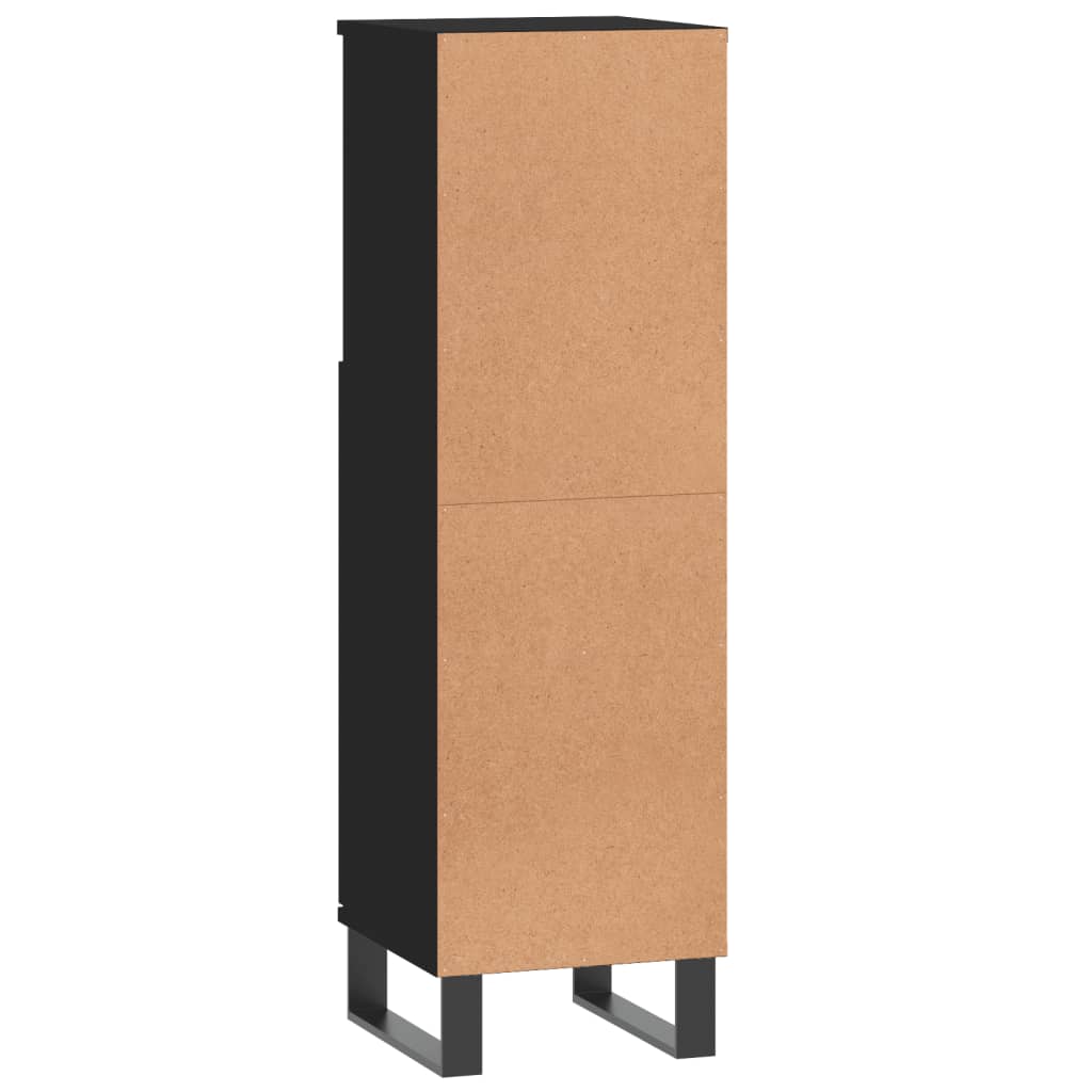 Badschrank Schwarz 30x30x100 cm Holzwerkstoff