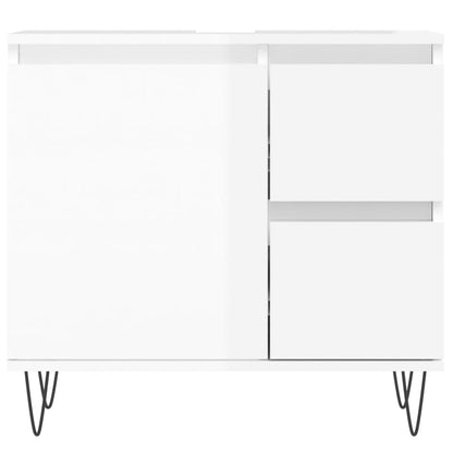 Badschrank Hochglanz-Weiß 65x33x60 cm Holzwerkstoff