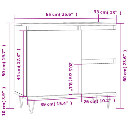 Badschrank Hochglanz-Weiß 65x33x60 cm Holzwerkstoff