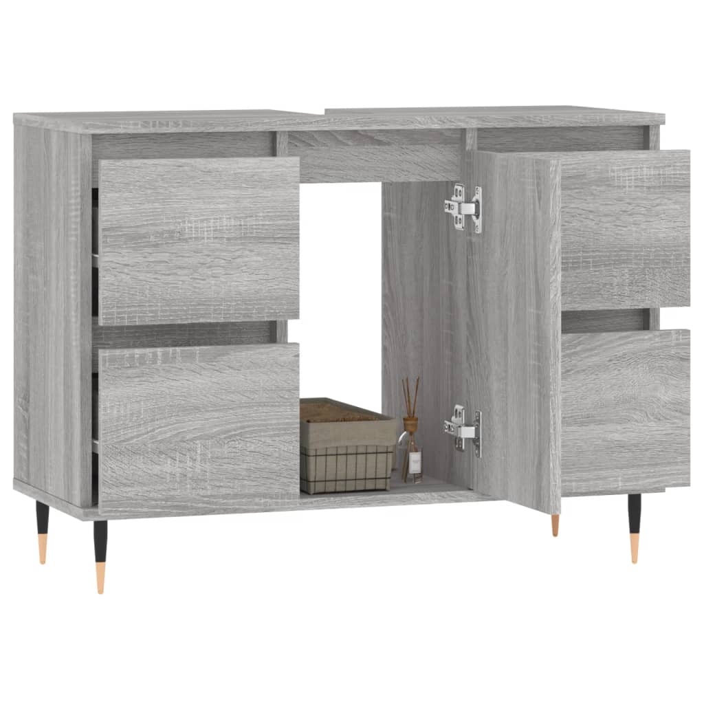 Badschrank Grau Sonoma 80x33x60 cm Holzwerkstoff