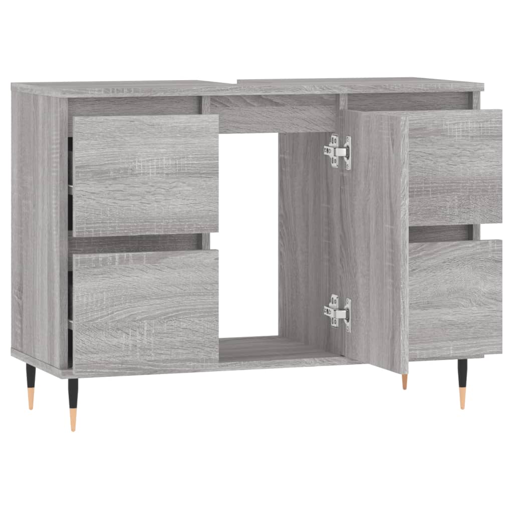 Badschrank Grau Sonoma 80x33x60 cm Holzwerkstoff