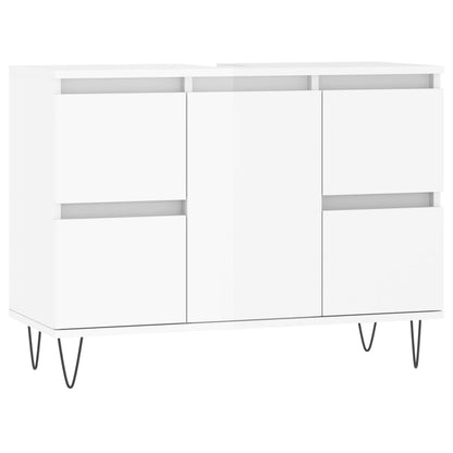 Badschrank Hochglanz-Weiß 80x33x60 cm Holzwerkstoff