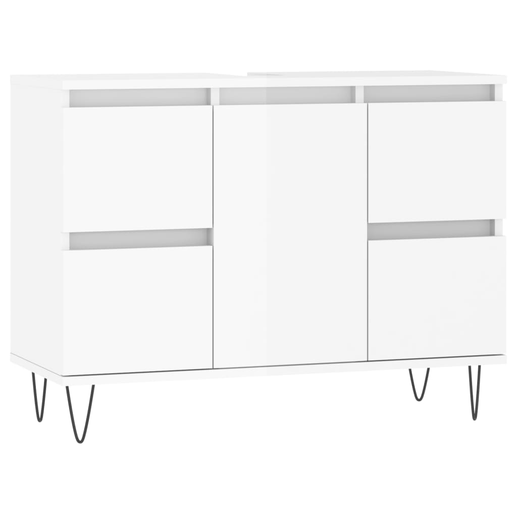 Badschrank Hochglanz-Weiß 80x33x60 cm Holzwerkstoff