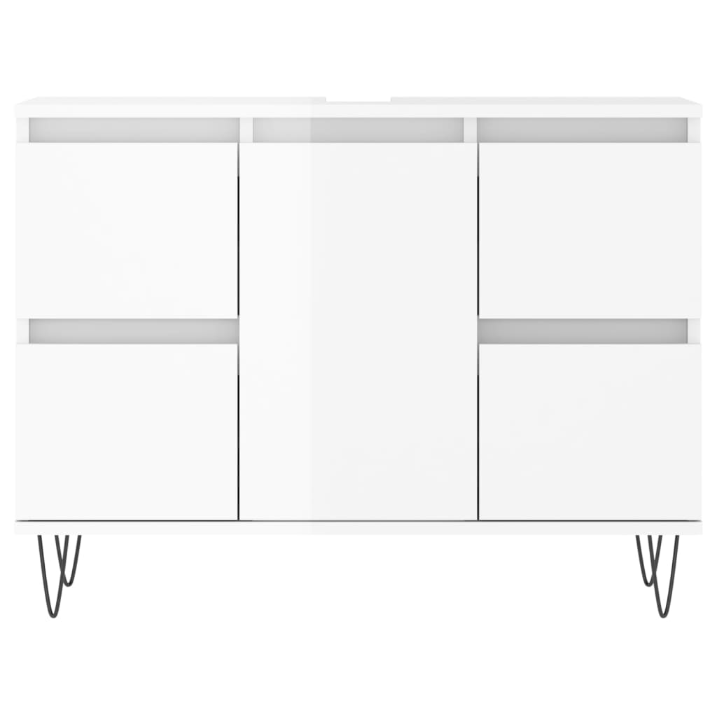 Badschrank Hochglanz-Weiß 80x33x60 cm Holzwerkstoff