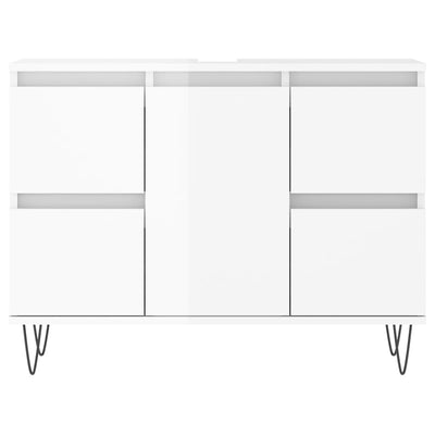 Badschrank Hochglanz-Weiß 80x33x60 cm Holzwerkstoff