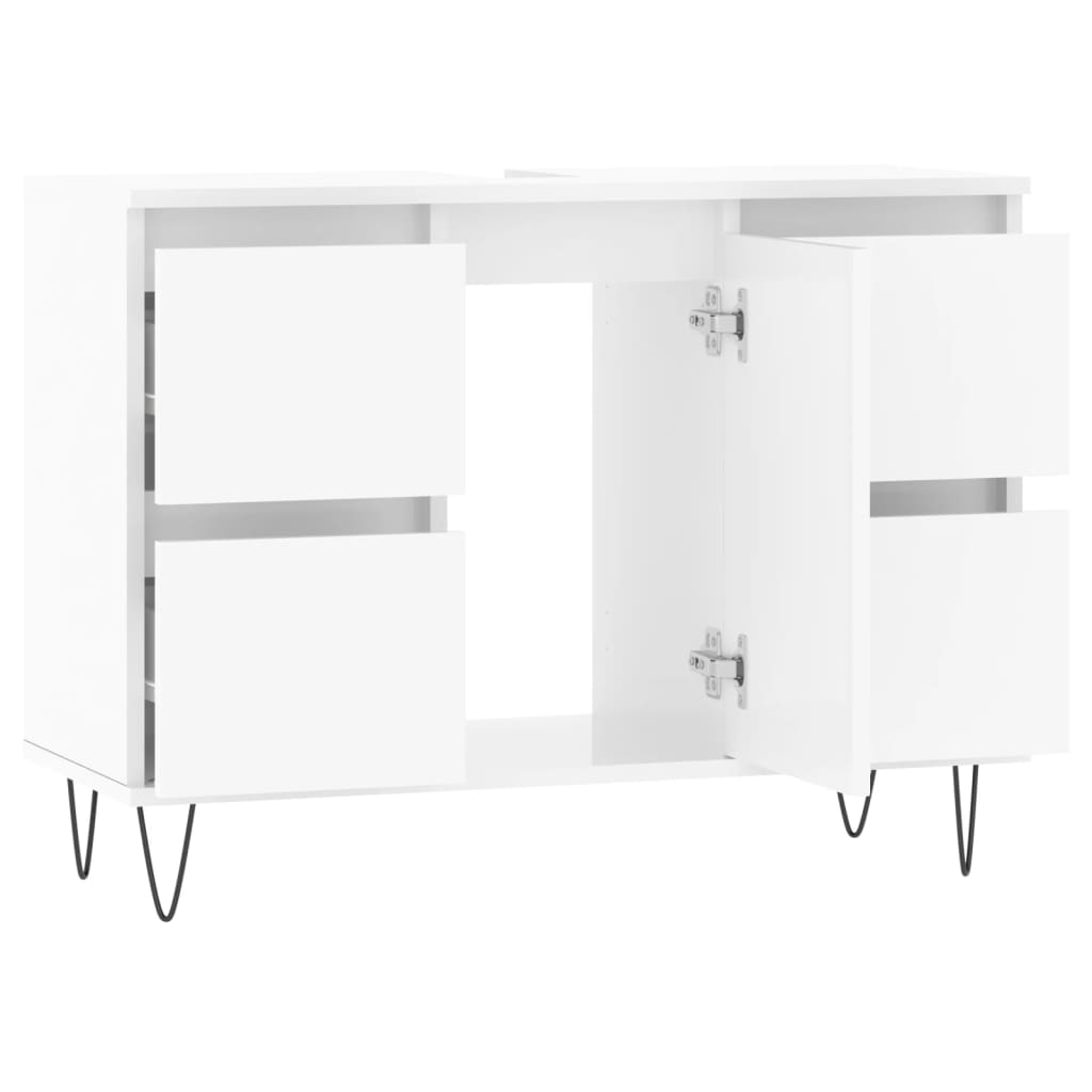 Badschrank Hochglanz-Weiß 80x33x60 cm Holzwerkstoff