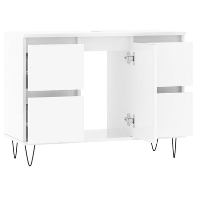 Badschrank Hochglanz-Weiß 80x33x60 cm Holzwerkstoff