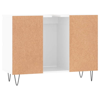 Badschrank Hochglanz-Weiß 80x33x60 cm Holzwerkstoff