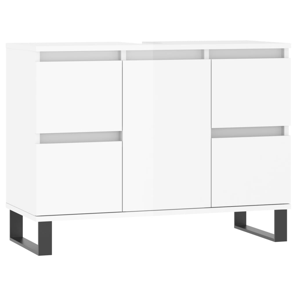 Badschrank Hochglanz-Weiß 80x33x60 cm Holzwerkstoff