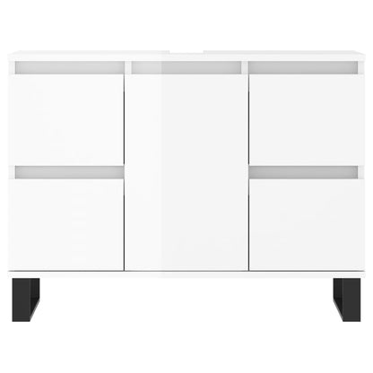 Badschrank Hochglanz-Weiß 80x33x60 cm Holzwerkstoff