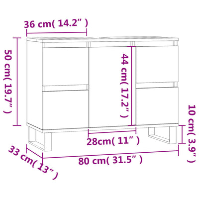 Badschrank Hochglanz-Weiß 80x33x60 cm Holzwerkstoff