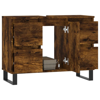 Badschrank Räuchereiche 80x33x60 cm Holzwerkstoff