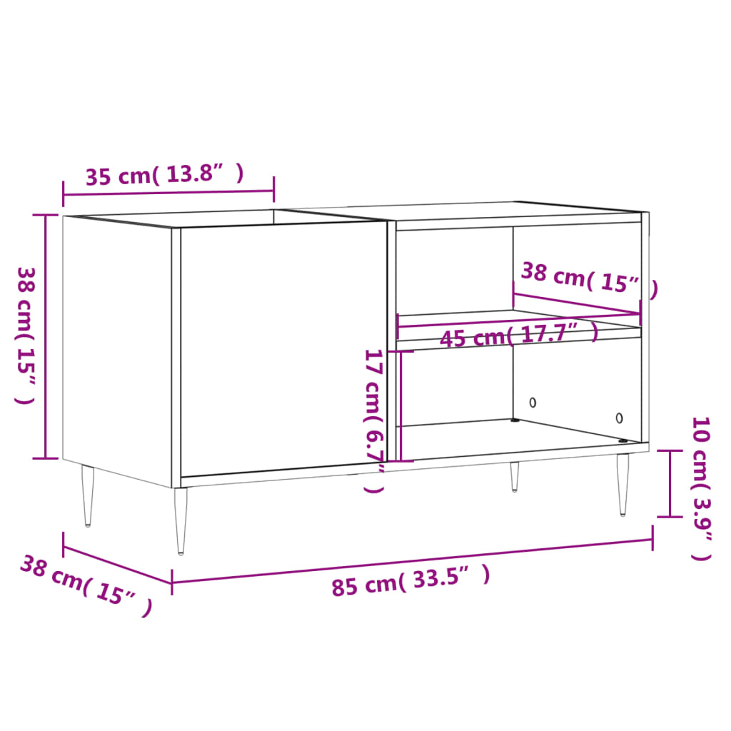 Plattenschrank Sonoma-Eiche 85x38x48 cm Holzwerkstoff