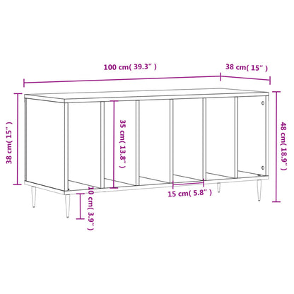 Plattenschrank Schwarz 100x38x48 cm Holzwerkstoff