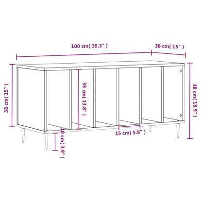 Plattenschrank Hochglanz-Weiß 100x38x48 cm Holzwerkstoff