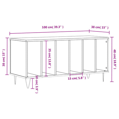 Plattenschrank Braun Eichen-Optik 100x38x48 cm Holzwerkstoff