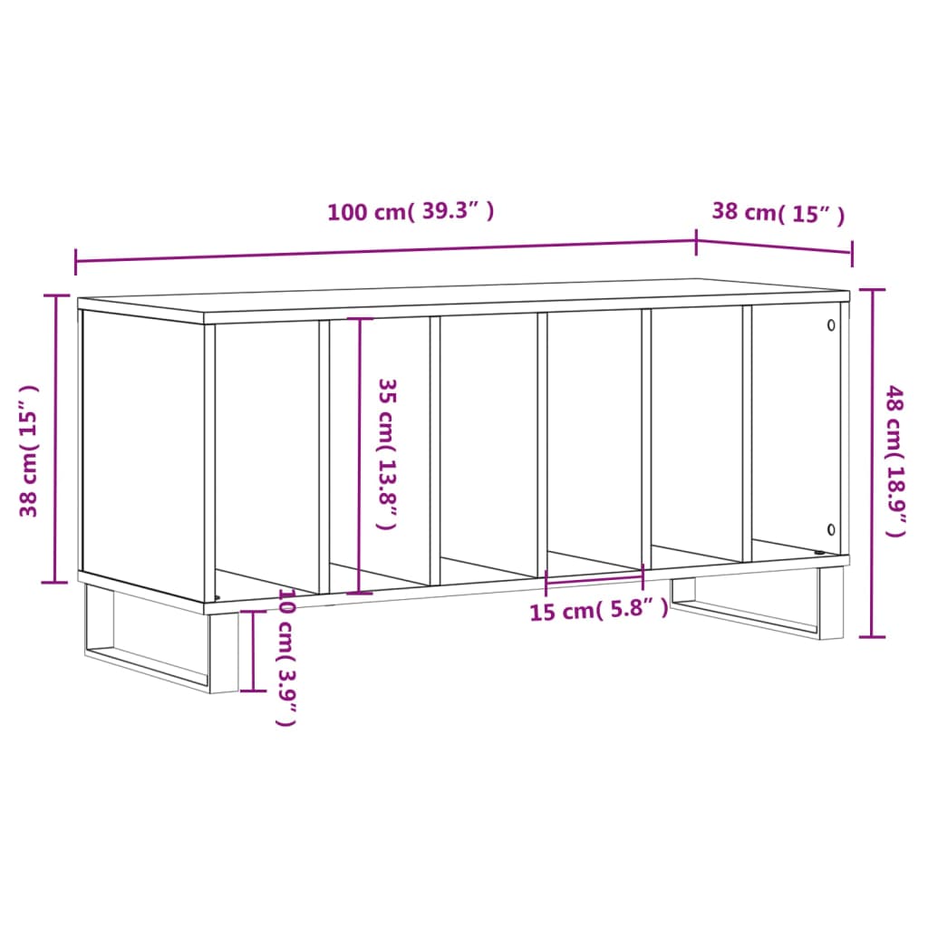 Plattenschrank Weiß 100x38x48 cm Holzwerkstoff