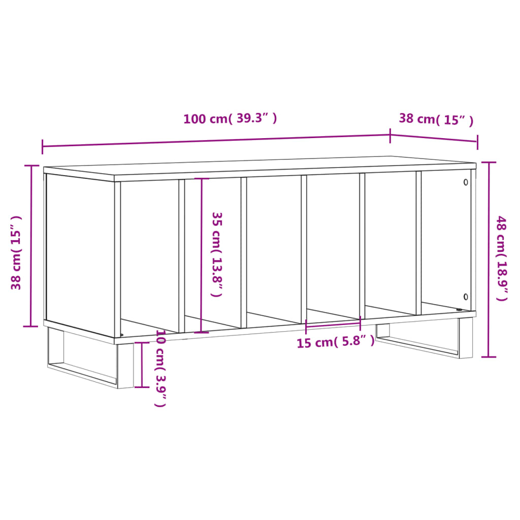 Plattenschrank Grau Sonoma 100x38x48 cm Holzwerkstoff