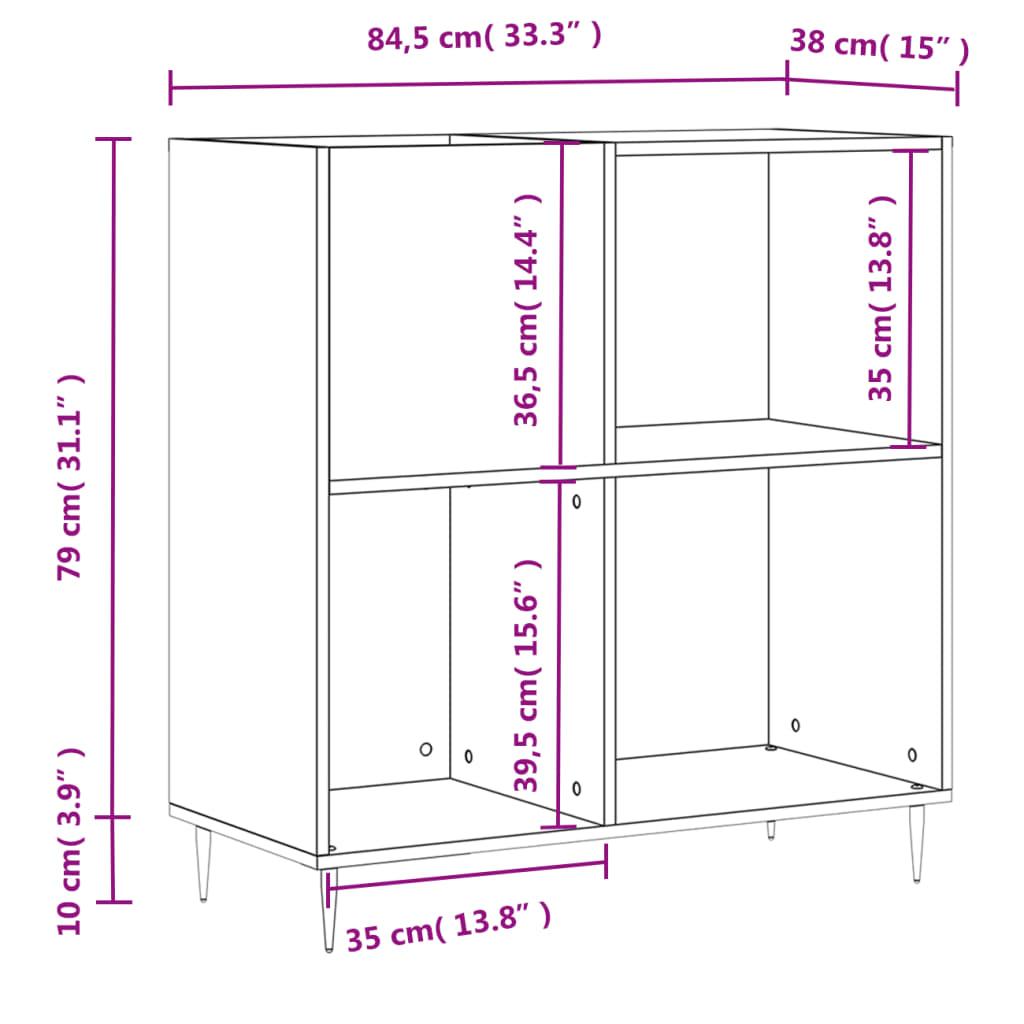 Plattenschrank Sonoma-Eiche 84,5x38x89 cm Holzwerkstoff