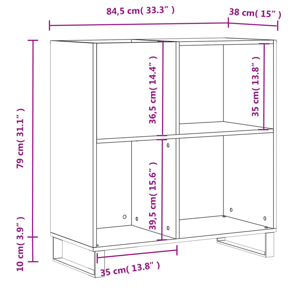 Plattenschrank Weiß 84,5x38x89 cm Holzwerkstoff