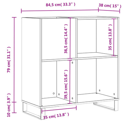 Plattenschrank Weiß 84,5x38x89 cm Holzwerkstoff