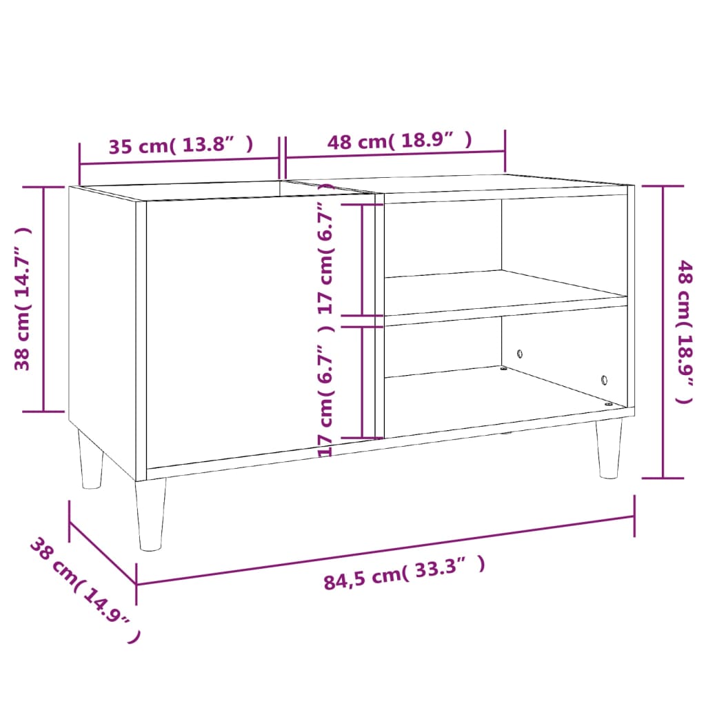 Plattenschrank Schwarz 84,5x38x48 cm Holzwerkstoff