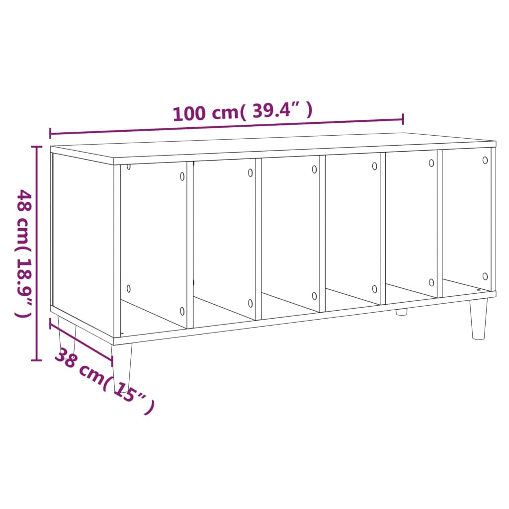 Plattenschrank Betongrau 100x38x48 cm Holzwerkstoff