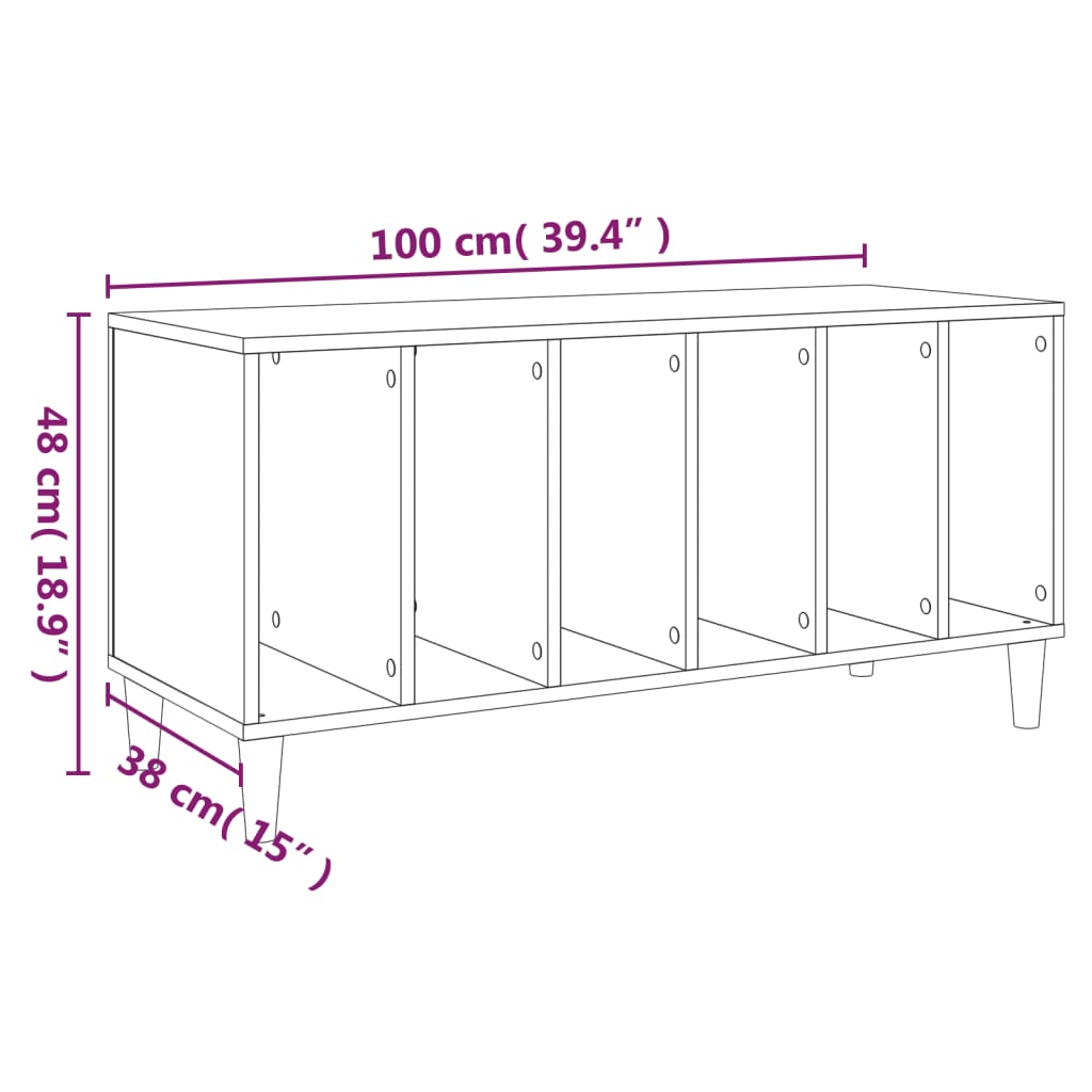 Plattenschrank Räuchereiche 100x38x48 cm Holzwerkstoff