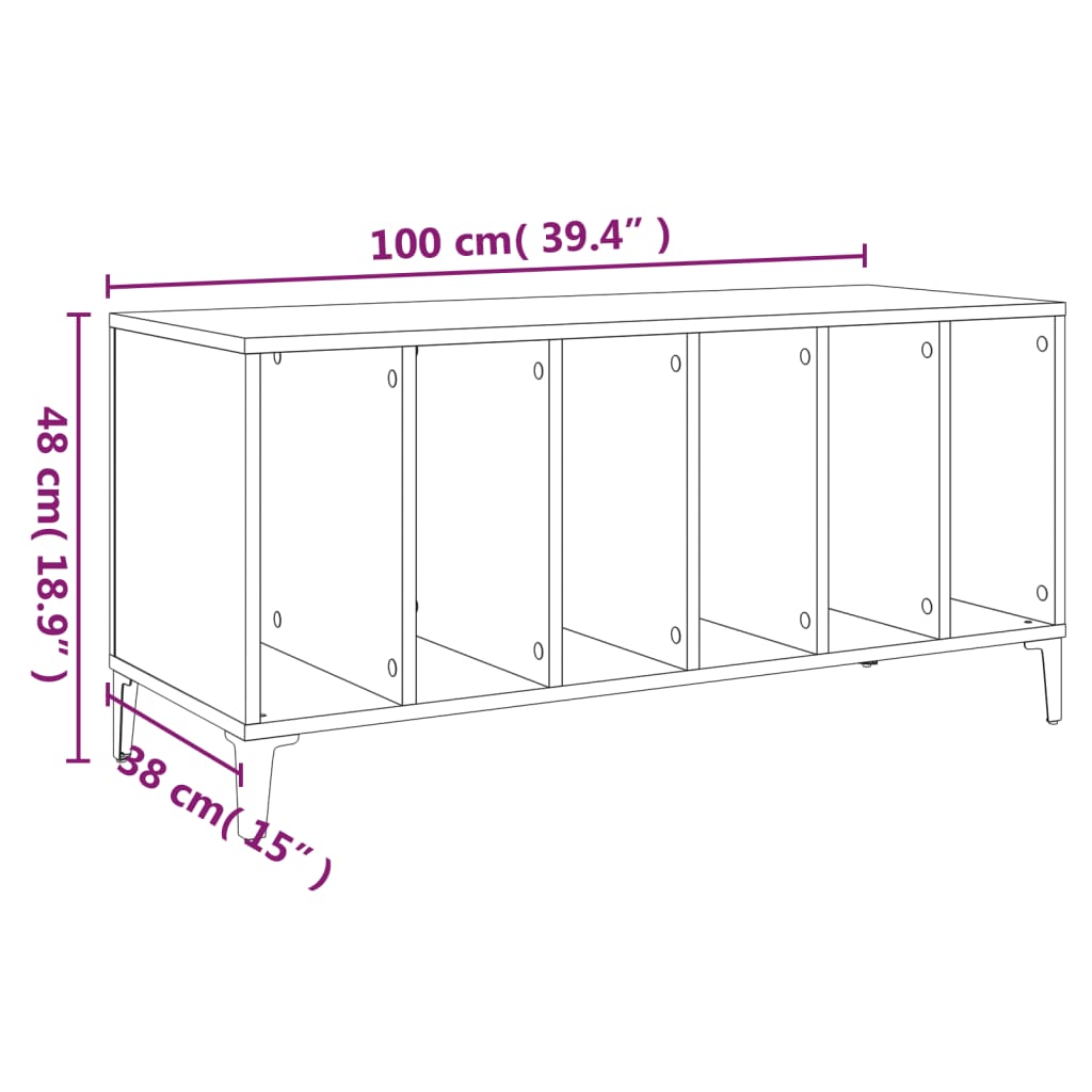 Plattenschrank Weiß 100x38x48 cm Holzwerkstoff