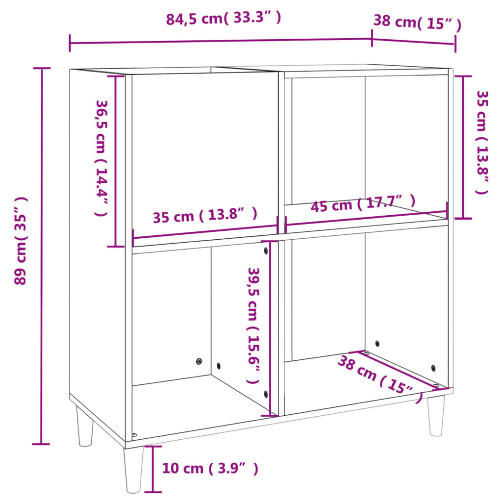 Plattenschrank Weiß 84,5x38x89 cm Holzwerkstoff