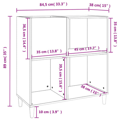 Plattenschrank Schwarz 84,5x38x89 cm Holzwerkstoff