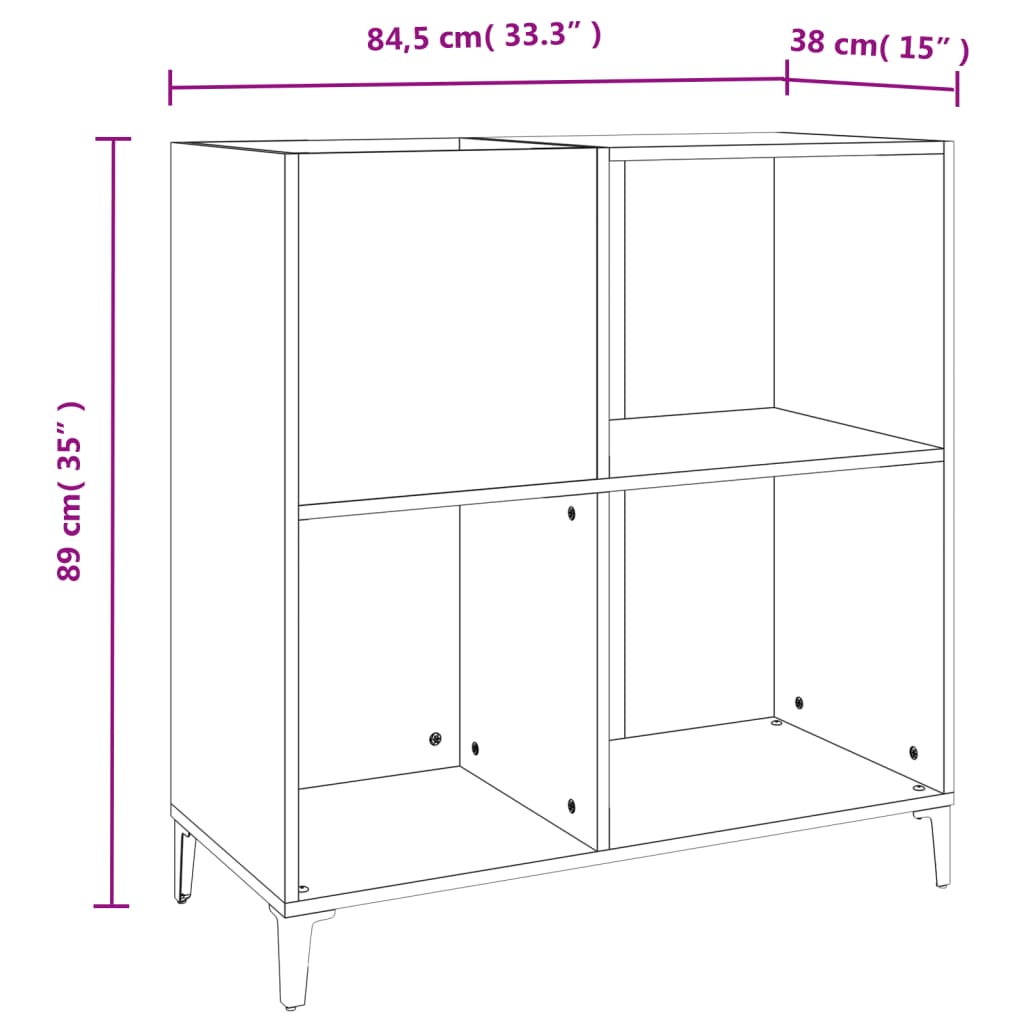 Plattenschrank Weiß 84,5x38x89 cm Holzwerkstoff