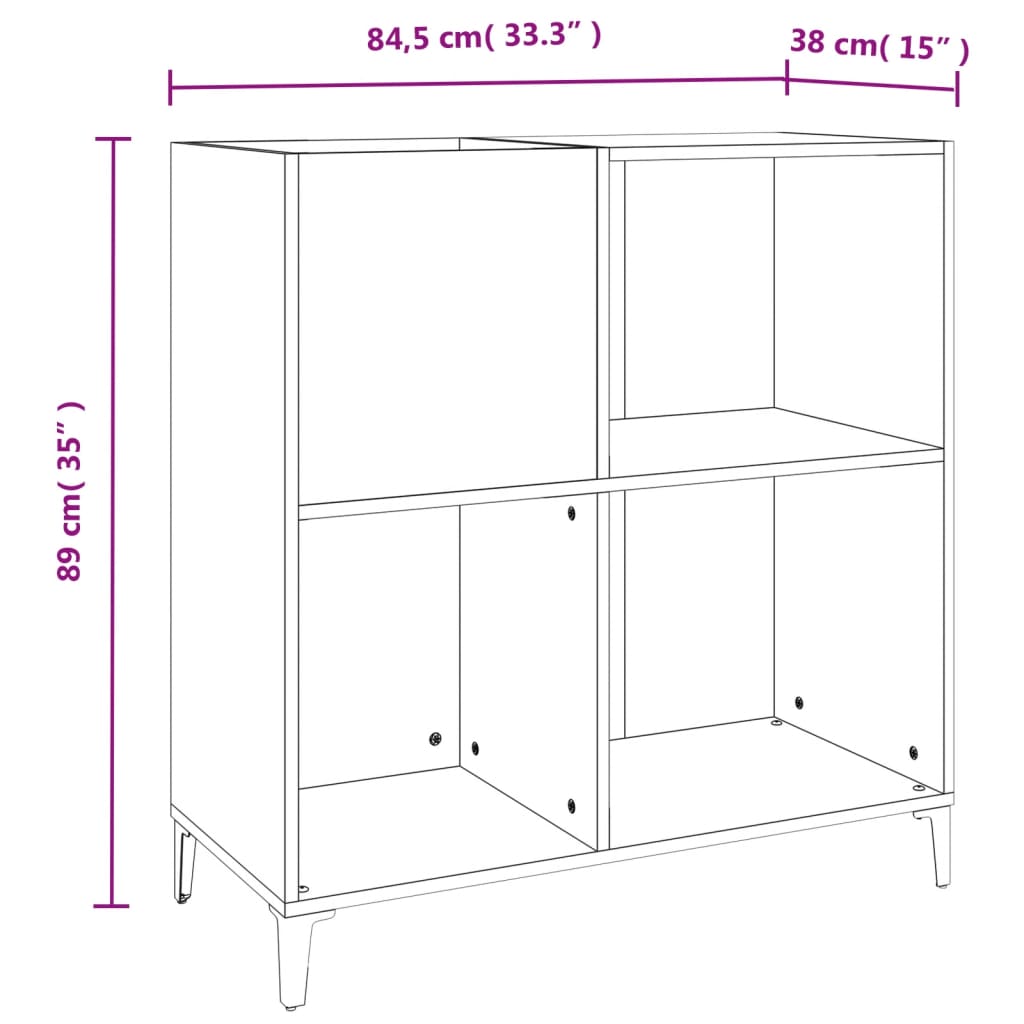 Plattenschrank Räuchereiche 84,5x38x89 cm Holzwerkstoff