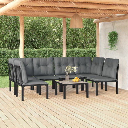 7-tlg. Garten-Lounge-Set Schwarz und Grau Poly Rattan