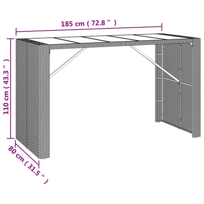 9-tlg. Gartenbar-Set mit Kissen Schwarz Poly Rattan